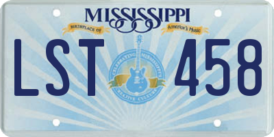 MS license plate LST458