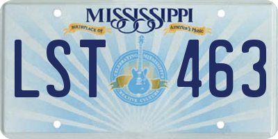 MS license plate LST463