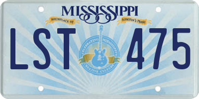 MS license plate LST475
