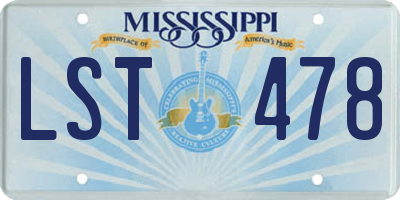 MS license plate LST478