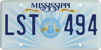 MS license plate LST494