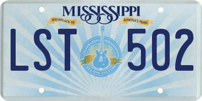 MS license plate LST502