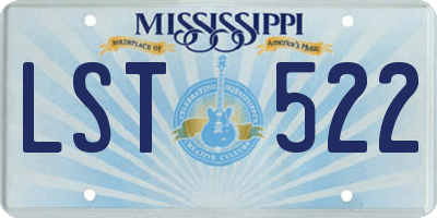 MS license plate LST522