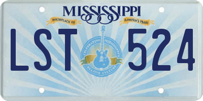 MS license plate LST524