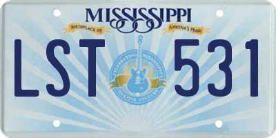 MS license plate LST531