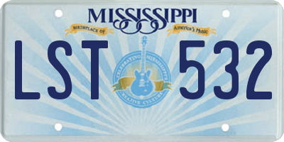 MS license plate LST532