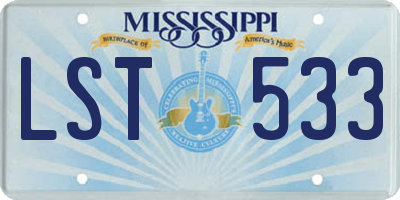 MS license plate LST533