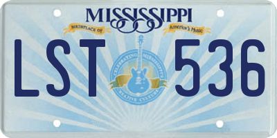 MS license plate LST536