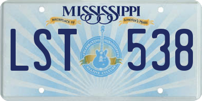 MS license plate LST538
