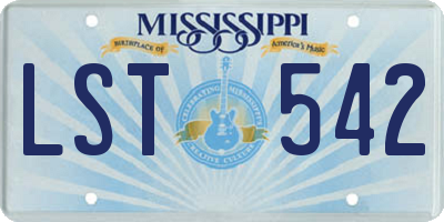 MS license plate LST542