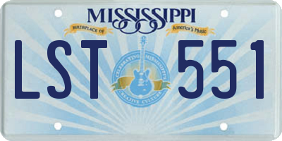 MS license plate LST551
