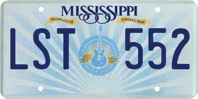 MS license plate LST552