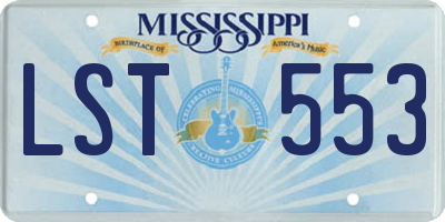 MS license plate LST553