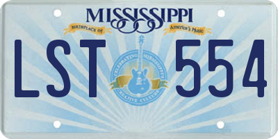 MS license plate LST554