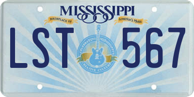 MS license plate LST567