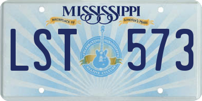 MS license plate LST573