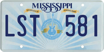 MS license plate LST581