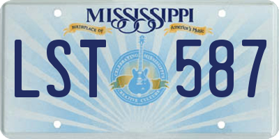 MS license plate LST587