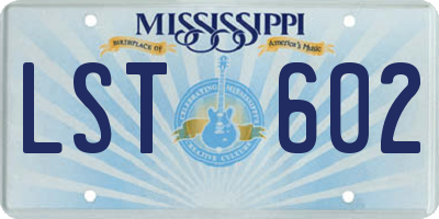 MS license plate LST602