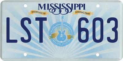 MS license plate LST603