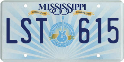 MS license plate LST615