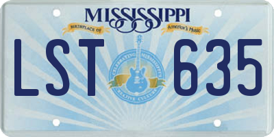 MS license plate LST635