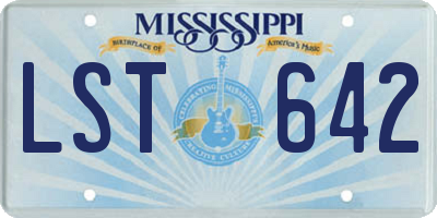 MS license plate LST642
