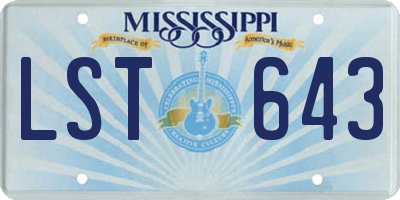 MS license plate LST643