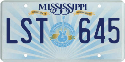 MS license plate LST645
