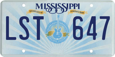MS license plate LST647