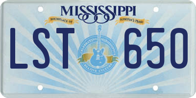 MS license plate LST650