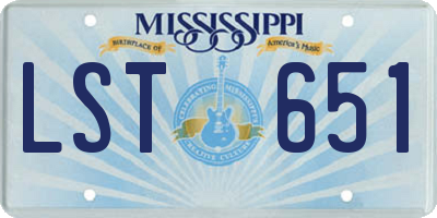 MS license plate LST651