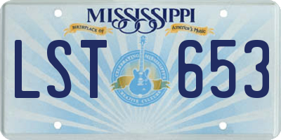 MS license plate LST653