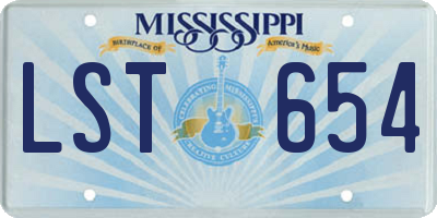 MS license plate LST654