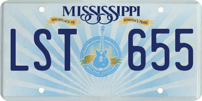 MS license plate LST655