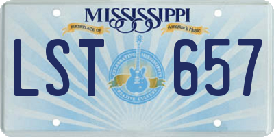 MS license plate LST657