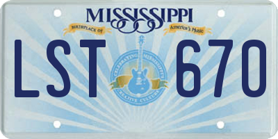 MS license plate LST670