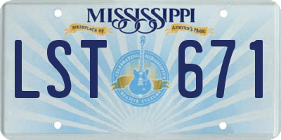 MS license plate LST671