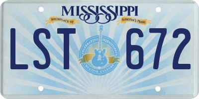 MS license plate LST672