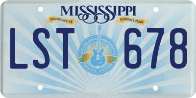 MS license plate LST678
