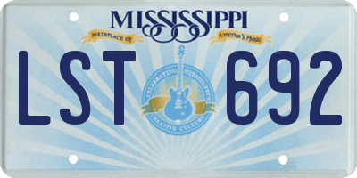 MS license plate LST692