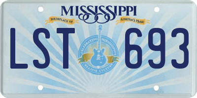 MS license plate LST693