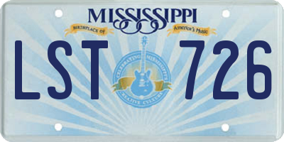 MS license plate LST726