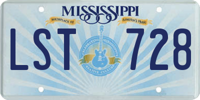 MS license plate LST728