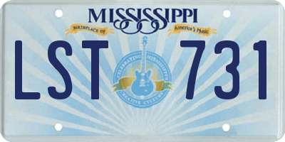 MS license plate LST731