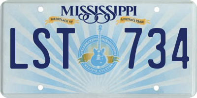 MS license plate LST734