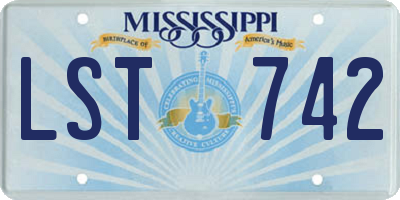 MS license plate LST742