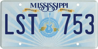 MS license plate LST753