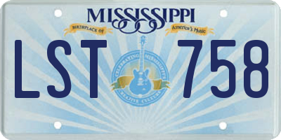 MS license plate LST758