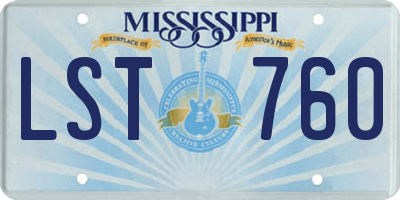 MS license plate LST760